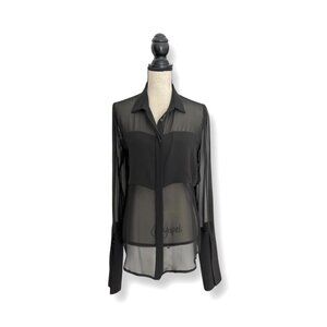 Violante Nessi black sheer long sleeve silk blouse size 42